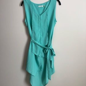 Blue tunic wrap tank